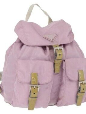 PRADA Backpack Nylon Pink Silver Auth 163327A
